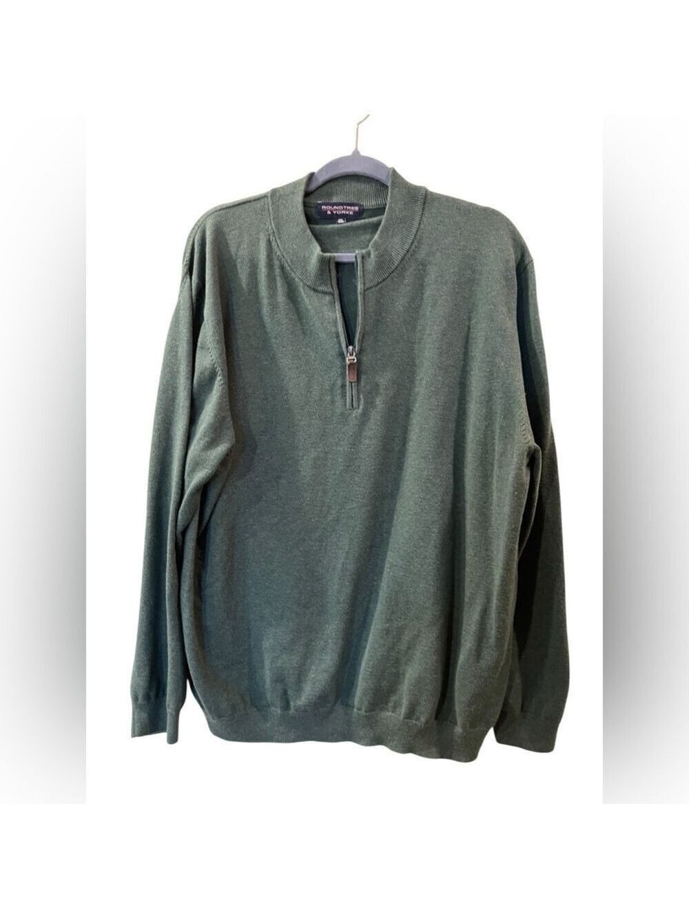 Roundtree & Yorke Mens Green 1/4 Zip Long Sleeve Pullover Sweater Shirt Size XXL